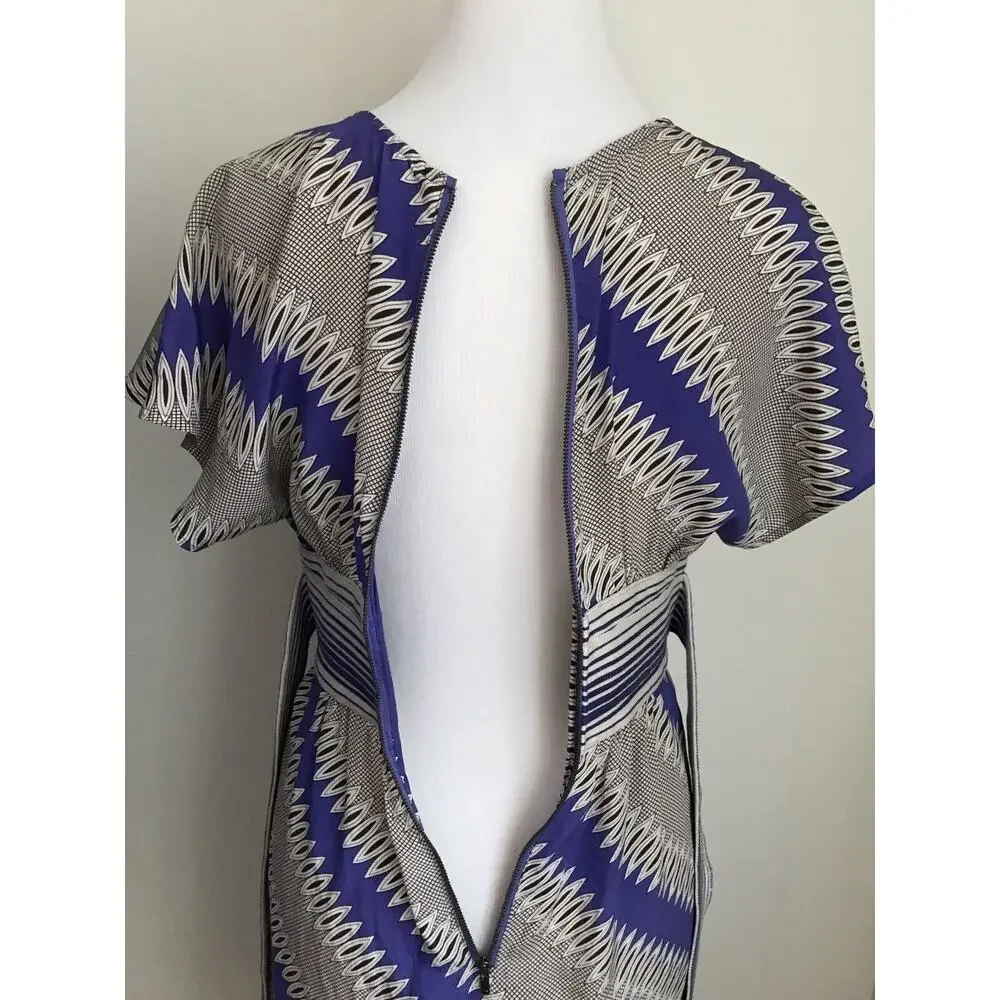 Plenty by‎ Tracy Reese Easy Chemise Silk Sheath Dress Diagonal Striped Size 2